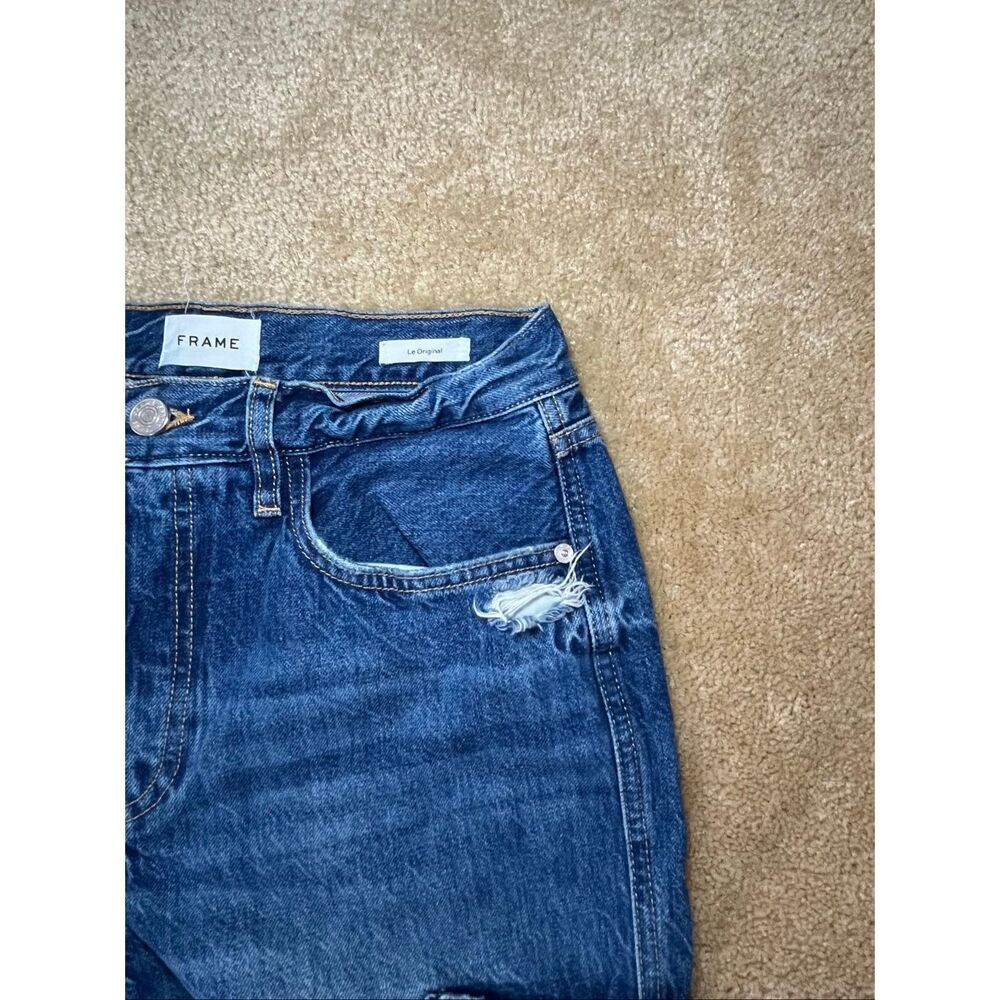 FRAME Le Original Jeans Size 28 High Rise Straight Utility Carpenter Blue Denim - Picture 7 of 9